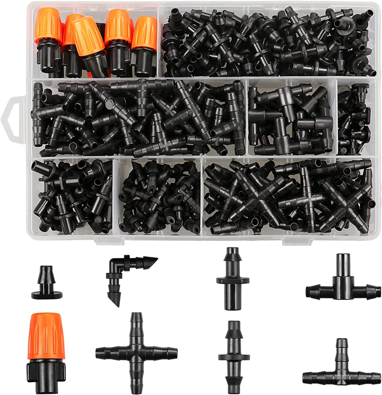 New Drip Irrigation Fittings Kit for 1/4 Inch Tubin 250 Pieces  Parts 1/4''