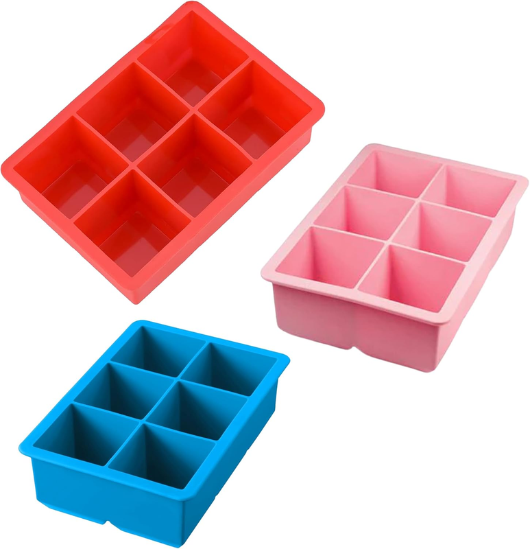 Ice Cube Tray Pack of 3, Silicone Large Size Ice Moulds with Removeable Lids, Re