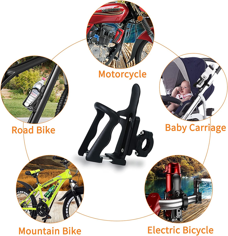 2-In-1 Bike Water Bottle Holder No Screws Adjustable Bicycle Handlebar Mount Cup