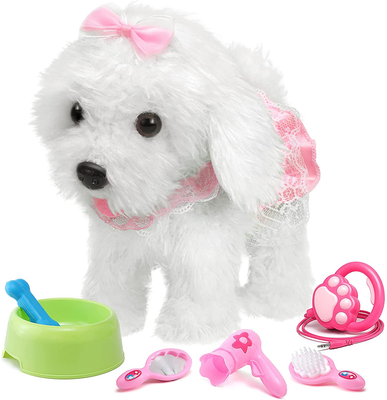 Toy barking dog cheap with leash