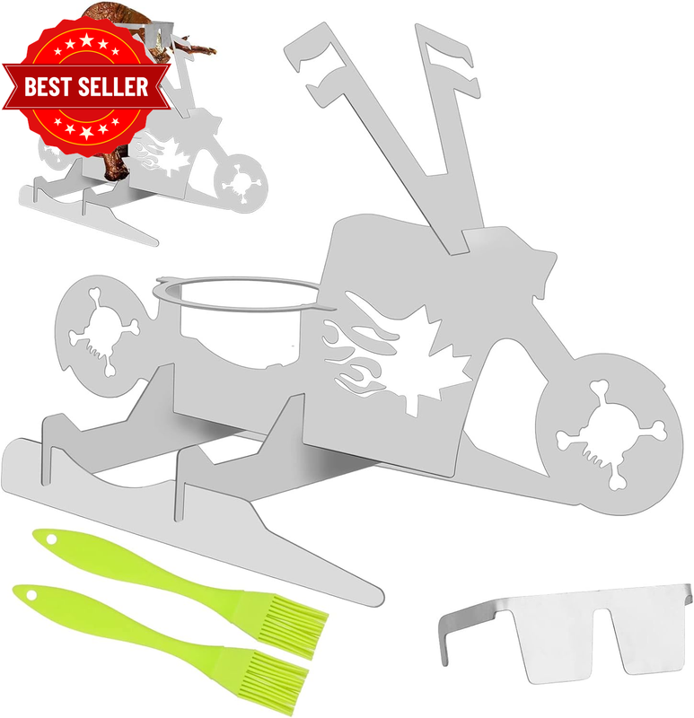 Motorcycle Beer Can Chicken Holder for Grill, Portable Beer Chicken Stand, Roast
