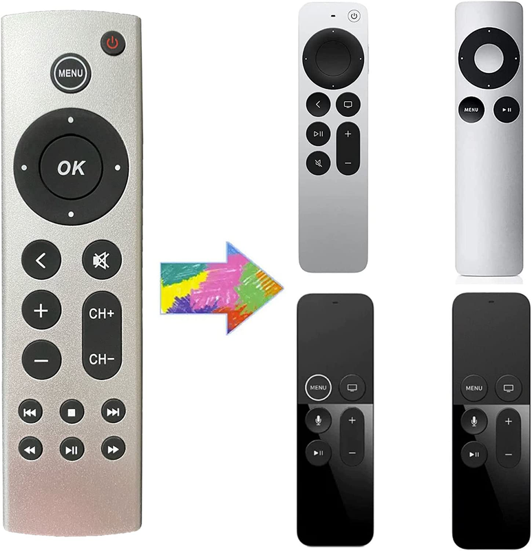 Premium Universal Replacement Remote for Apple TV 4K/ Gen 1-4/ HD Models 2843, 2