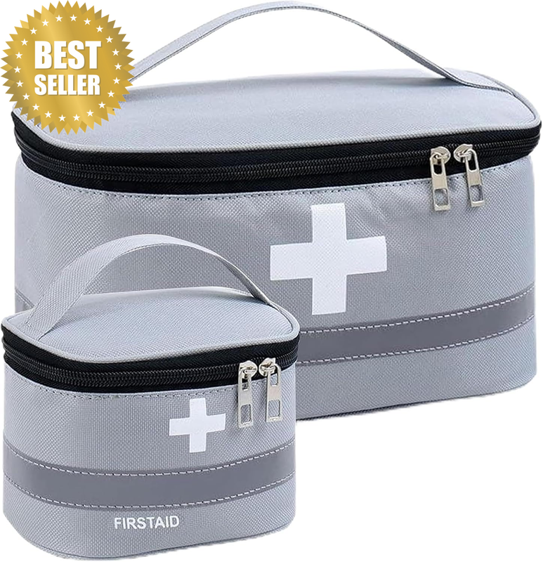 Empty First Aid Kit Bags, 2-Piece Waterproof Portable Medicine Storage Bag Set w