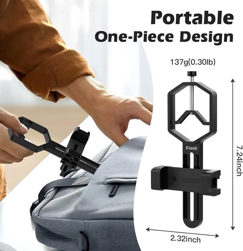 Metal Telescope Phone Adapter-Phone Scope Mount for Phone(2.09''-3.54'' Wide) Ph