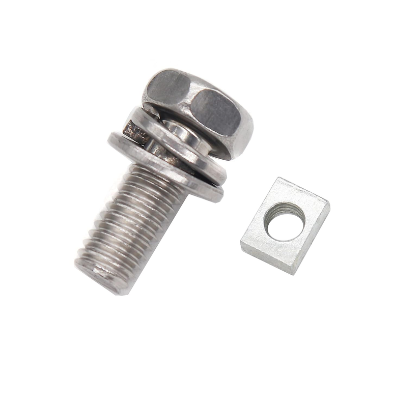 6-Pack Motorcycle Battery Terminal M6 x16mm Bolt Square Nut Kit Stainless Steel