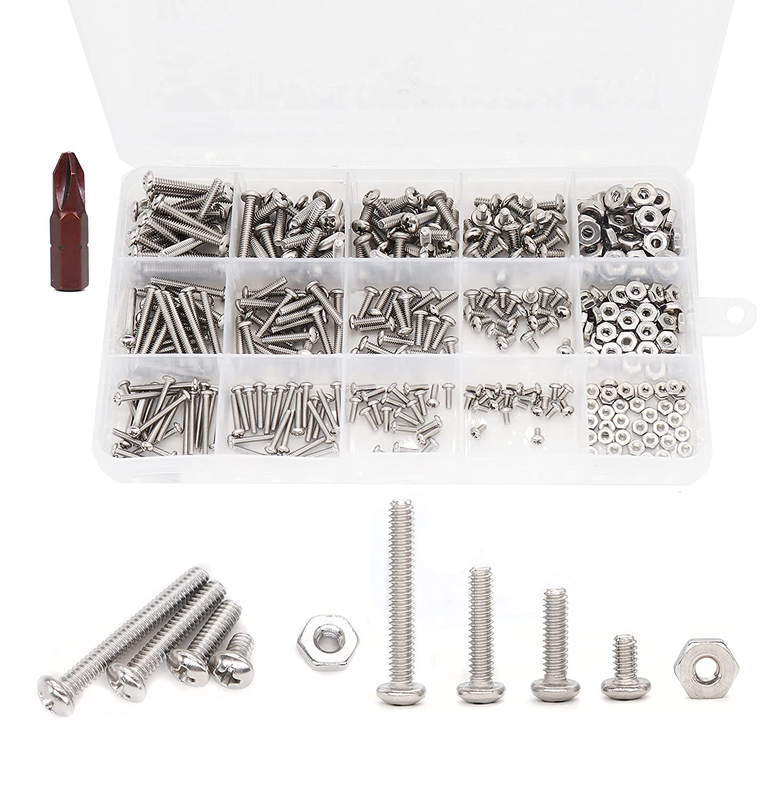 binifiMux 360pcs Pan Head Phillips Stainless Steel Screws Kit