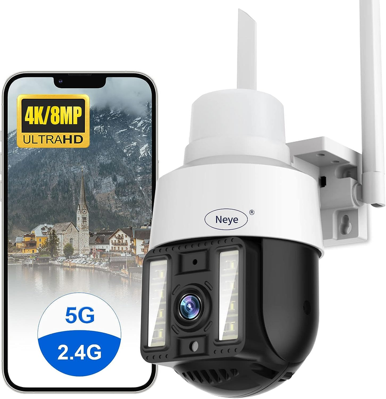 Outdoor 5G WIFI Security Cameras, 8Mp/4K 360 Degree Dome Sur