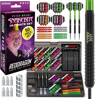 Snakebite Dartpfeile Steeldarts 22gramm Peter Wright 50Stück Zubehör Geschenkset