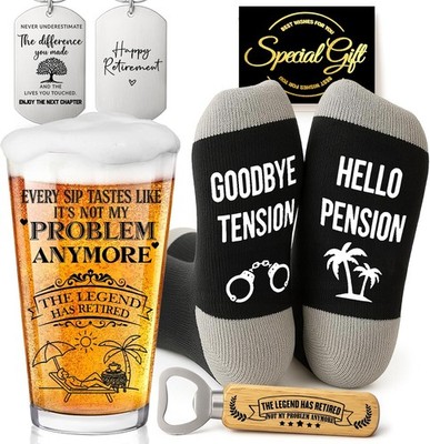 Retirement Gifts for Men, Retirement Beer Glass, Funny Gifts for Men, Valentine