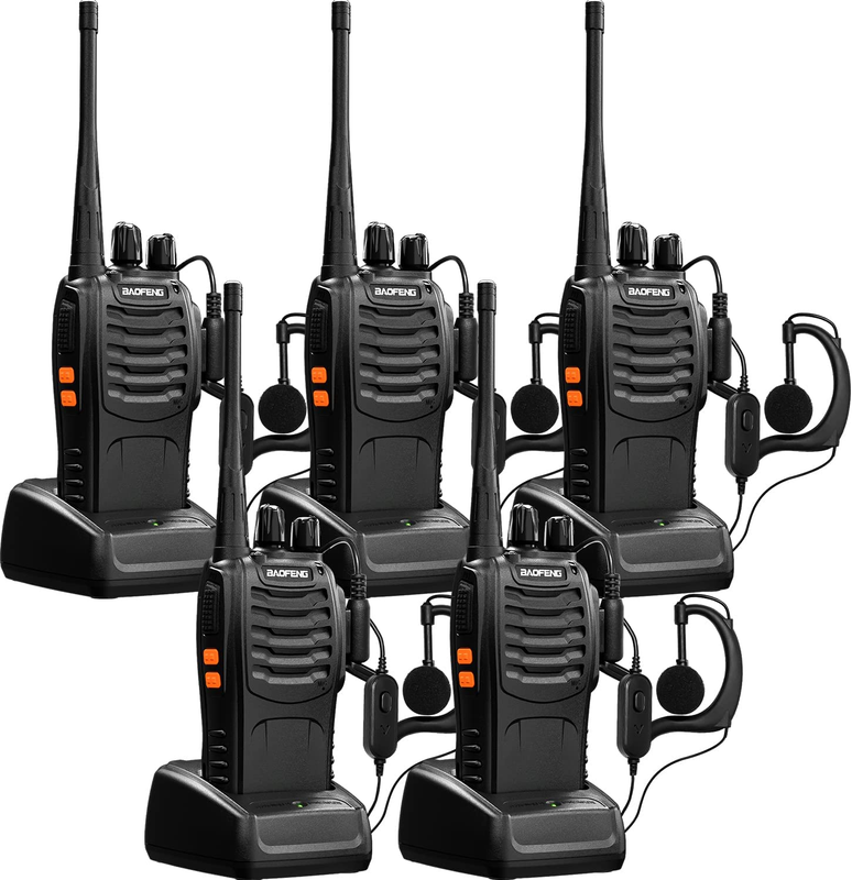 5 Pack Set Long Range Walkie Talkie 3 Mile Two Way Radio Charge Waterproof