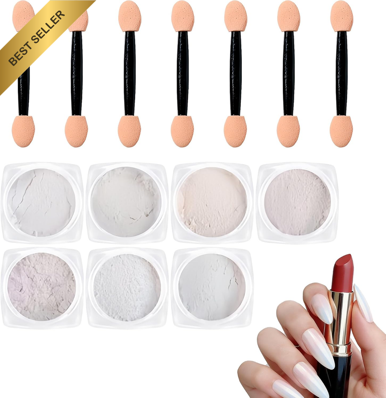 7 Colors Chrome Nail Powder, Nail Art Chrome Powder Kit, Aurora Metallic Hologra