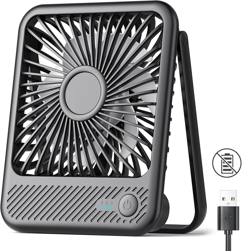 USB Desk Fan, Strong Wind Ultra Quiet Small Personal Fan with ...