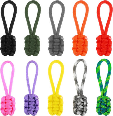 Sibba Zipper Pulls Replacement 10 Pcs Tab Universal Hand Woven Pull Rope Slider 