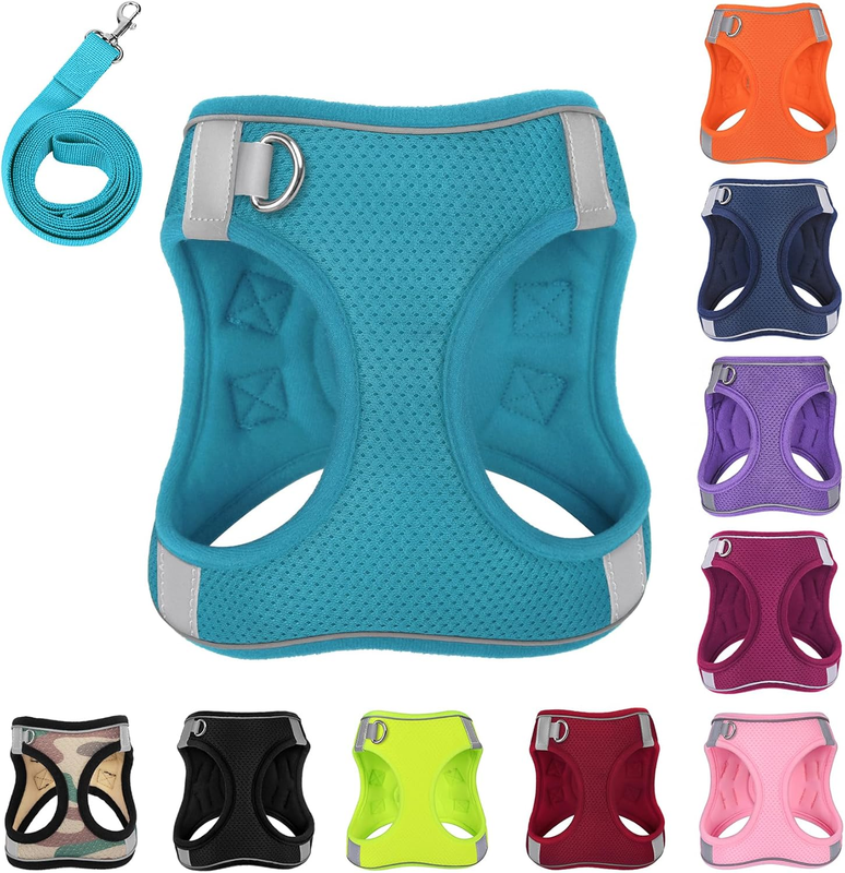 Dog Harness with Leash Set, No-Pull Step-In Reflective Pet Harness with 1 Leash 