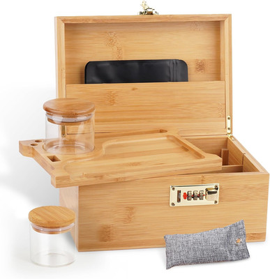 OZCHIN Large Bamboo Box with Combination Lock Decorative Box for Home Great Gift
