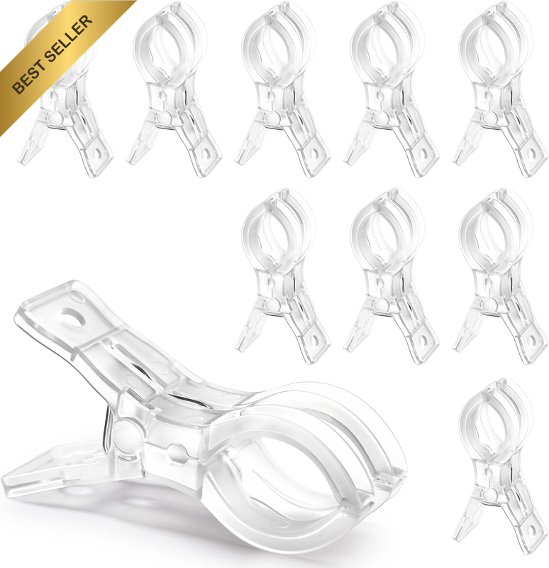 Spring Clamps & Balloon Clips 10-Pack, 3.5 Inch Clear Plastic Clips with Invisib
