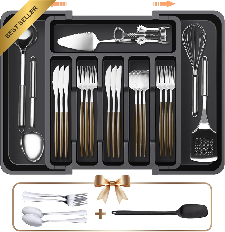 Cutlery Drawer Organiser Expandable Cutlery Tray Plastic Kitchen Drawer Organise