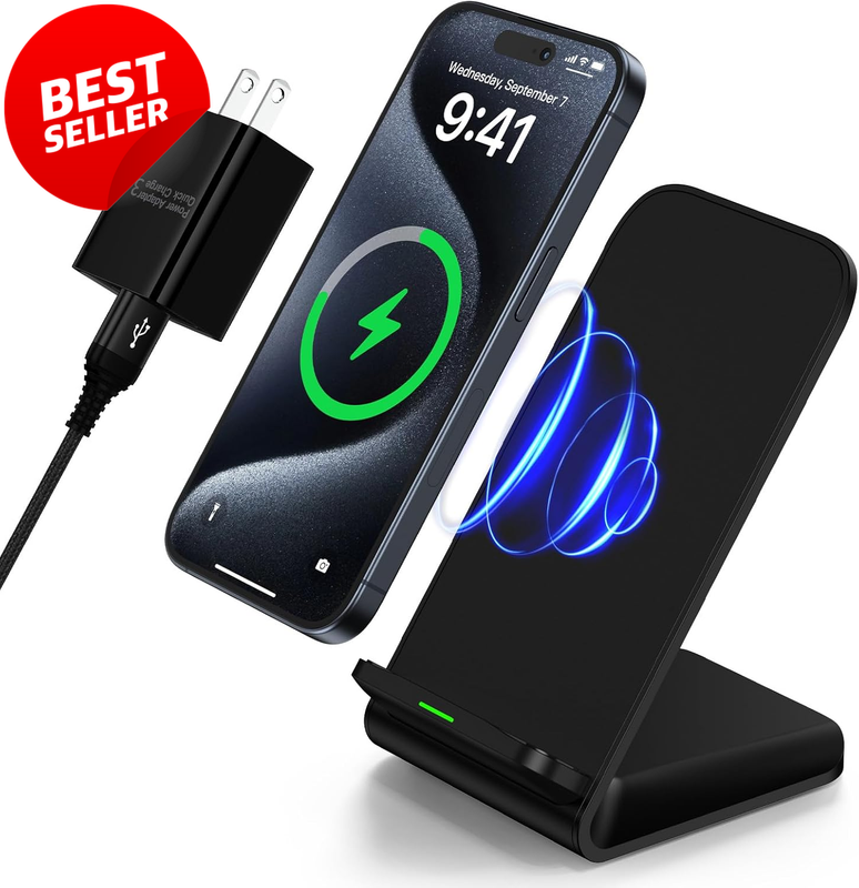 Samsung Wireless Charger Fast Charging Stand with Adapter for Galaxy S24 S23 iPh