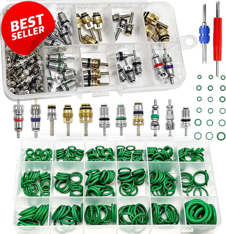 372PCS AC Repair Kit O-Ring Seal Valve Core Tool Set R12 R134A - US