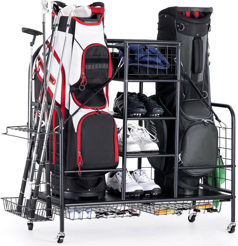 Bag Organizer, Golf Organizer Stand For 2 Golf Bags, Golf Ba