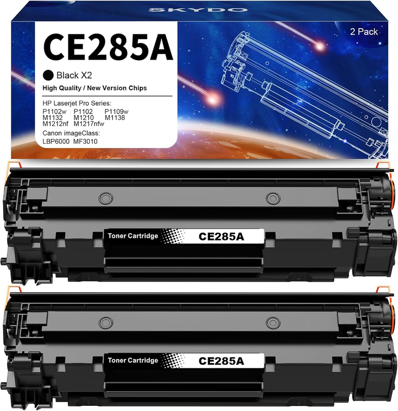 2-Pack 85A Toner Cartridge Compatible Replacement for HP 85A CE285A P1102w Toner