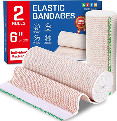 Premium 2 Pack Elastic Bandage Wrap 6 Inch Compression Wrap for Legs Ankle Knee 