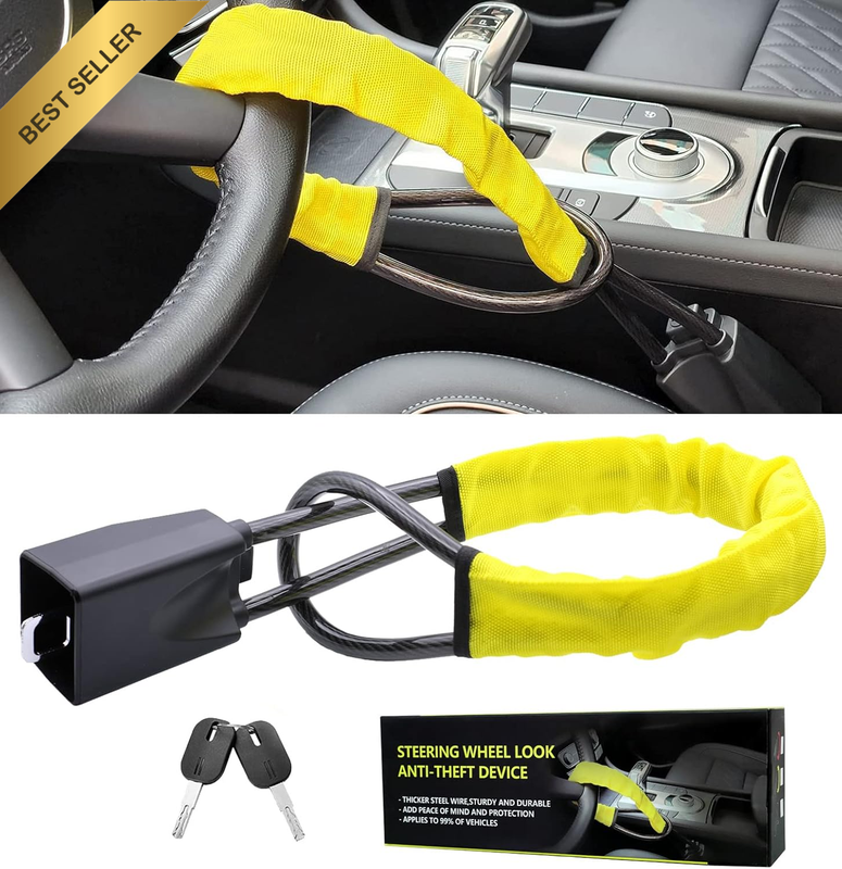 Steering Wheel Lock Seat Belt Lock anti Theft Device Car Lock Security with 2 Ke