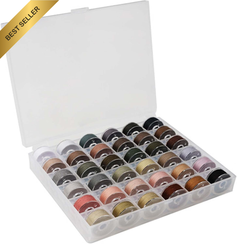 36Pcs Bobbins and Sewing Threads Set,  Transparent Plastic Sewing Machine Bobbin