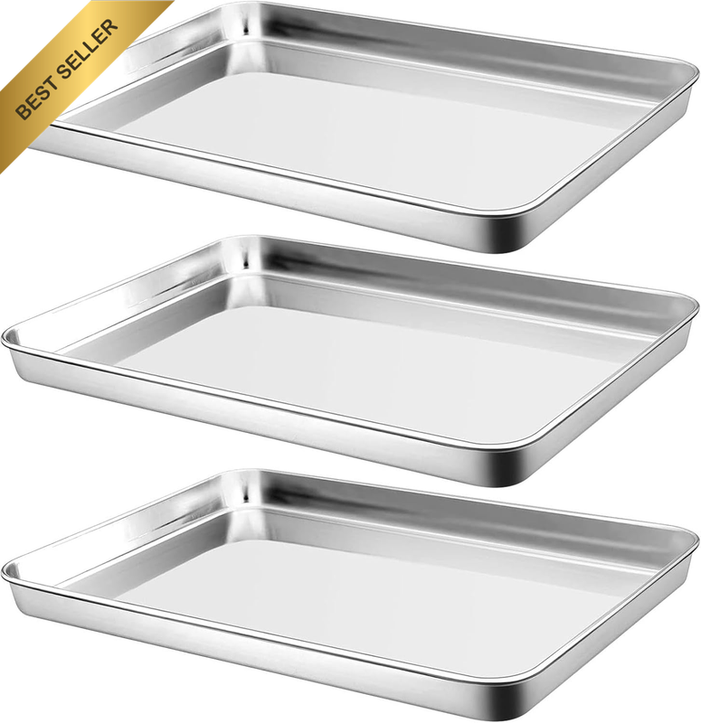 3PCS Large Baking Sheets,15.75X11.81X1.3Inch Stainless Steel Baking-Pan Tray,Coo
