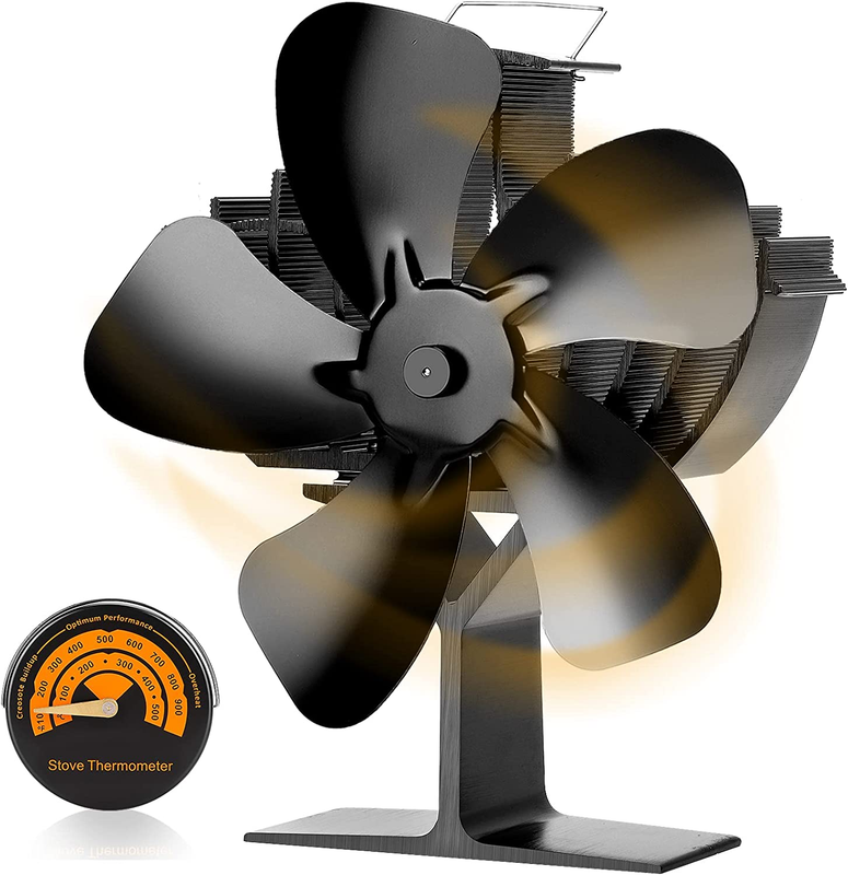 Wood Stove Fan, Large Size Heat Powered Fireplace Fan for Ga