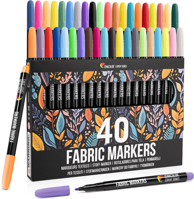 40 Fabric Markers Non Toxic Pens Set, Indelible and Permanent Fabric Paint Pens