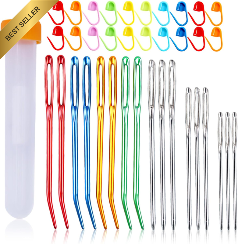 28Pcs Crochet Kit for Beginners, Knitting Needles Sewing Needles