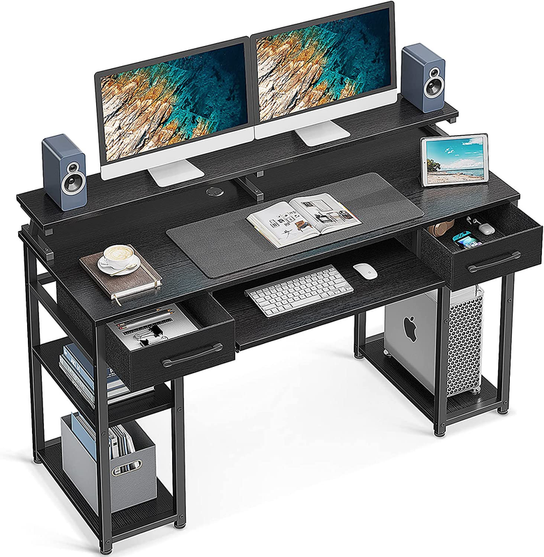 Computer Desk, 48'' Office Desk with Keyboard Tray, Writting Desk with Drawers a