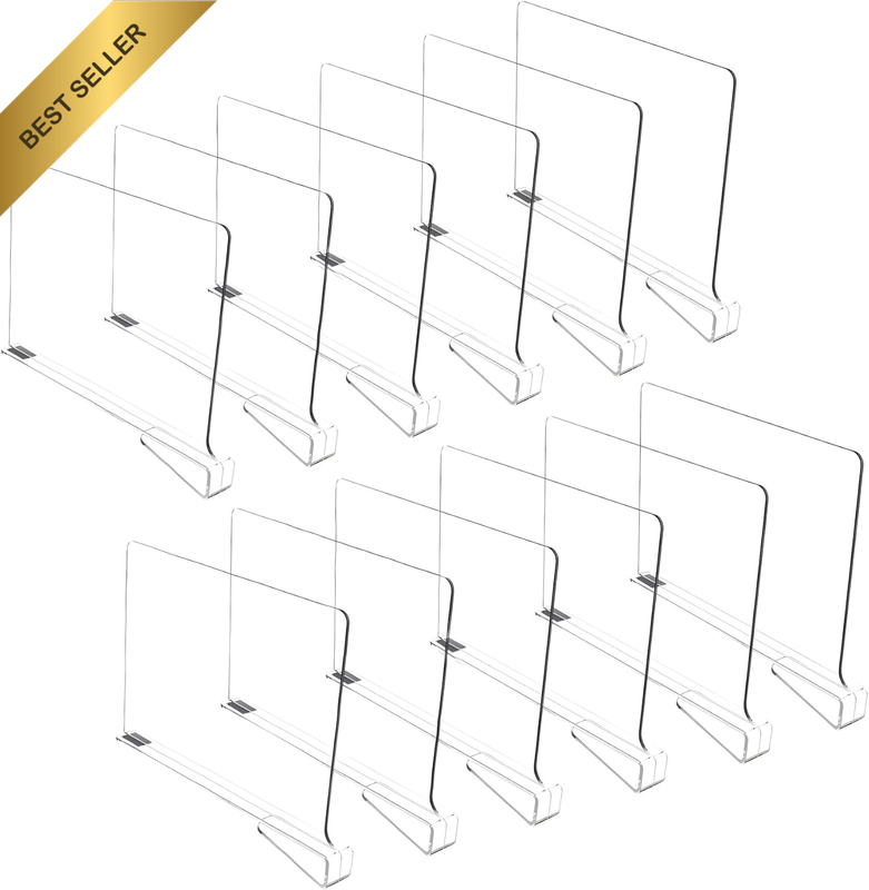 12 Pack Acrylic Shelf Dividers for Closet Organization Clear Organiser Wooden Sh