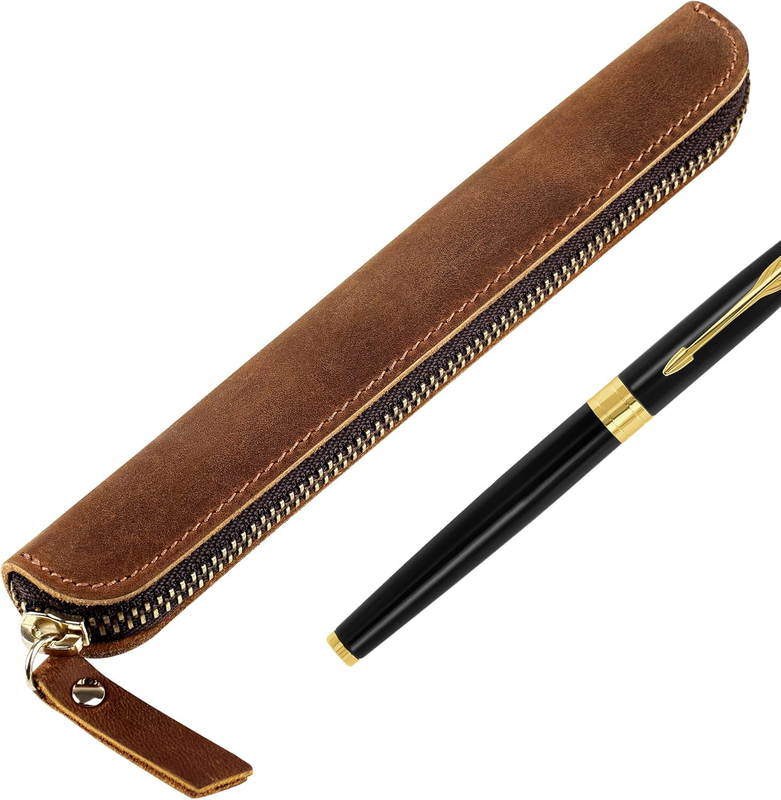 Leather Pen Case Holder Handmade, Leather Pen Case Holder, for Single Genuine Le
