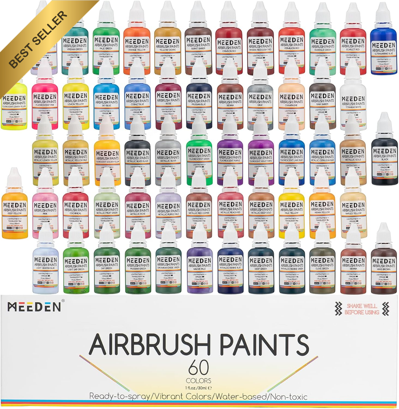 60 Color Airbrush Paint Set for Model Fluorescent Metallic 30ml