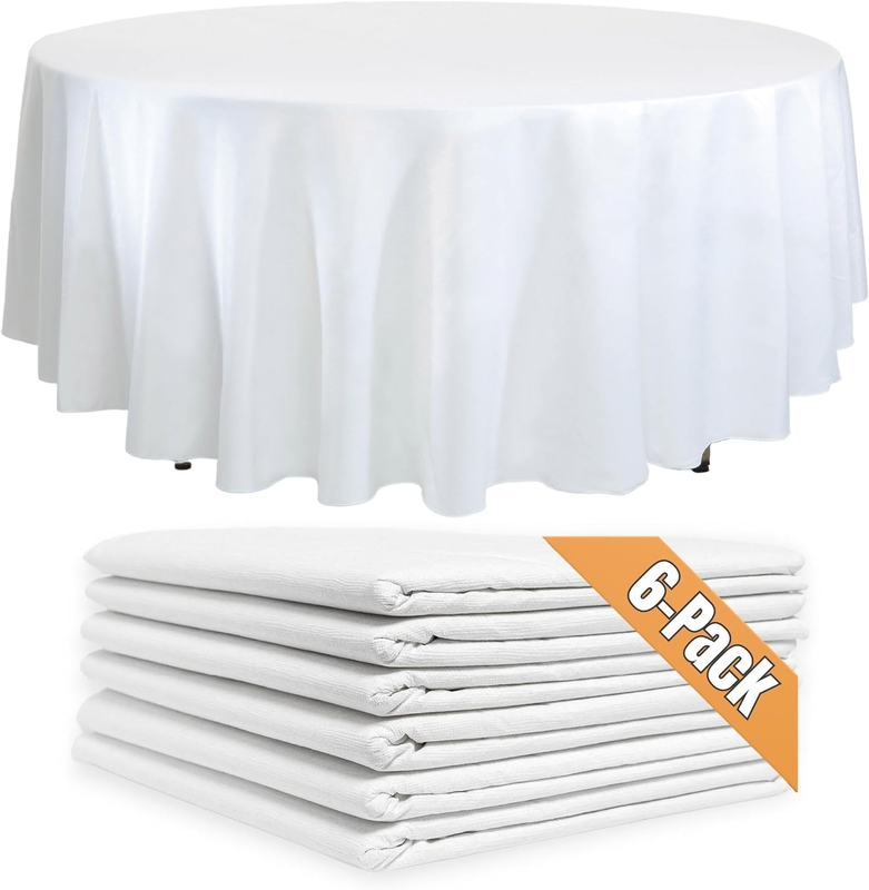 6-Pack White round Paper Tablecloths &ndash; 82In Paper Table Cloths for Parties Dispo