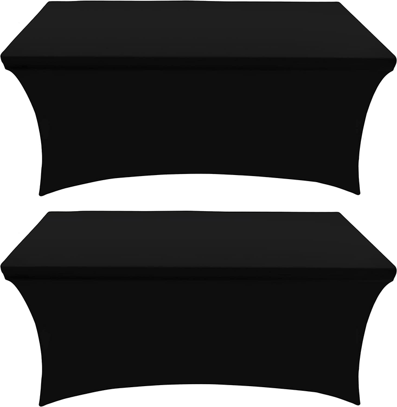 Spandex Tablecloth 2 Pack [Black] Tight, Fitted, and Wrinkle Resistant