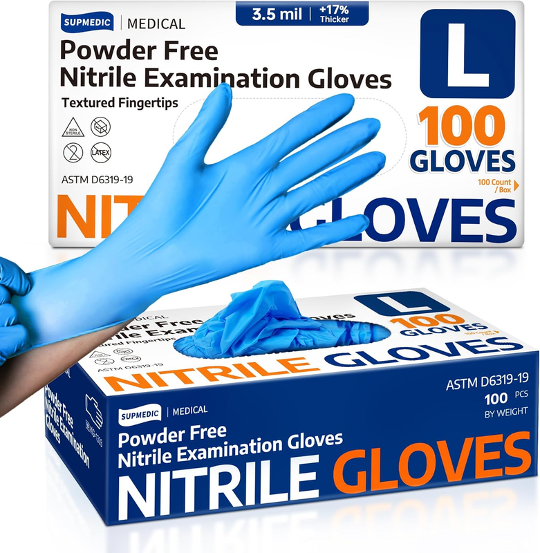Medical Soft Max™ Nitrile Exam Gloves, 100 Count Latex-Free Powder-Free Non-Sterile Food Safe Disposable Glove, Blue