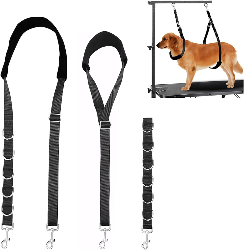 Dog Grooming Belly Strap Dogs Grooming Table Arm Extender Loop with D-Rings Adju