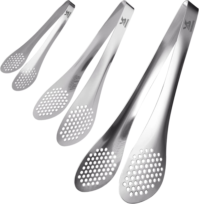Chef Kitchen Tongs Stainless Steel Food Serving Tongs Set Buffet Tongs (Silver 7