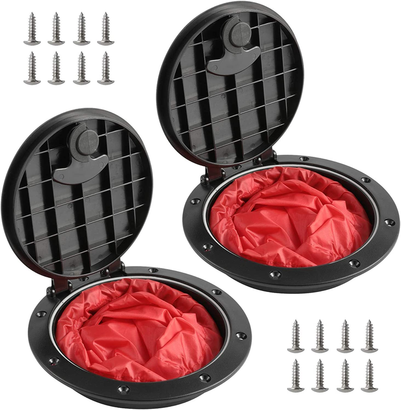 2PCS 6 Black Deck Plate Kit Deck Hatch w/Storage Bag for Fishing Kayak Boating