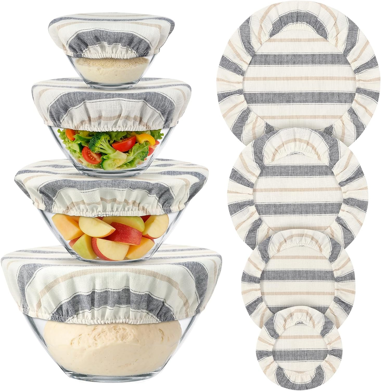 Set of 4 Cotton Linen Bread Proofing Bowl Covers, Reusable Sourdough Rising Clot