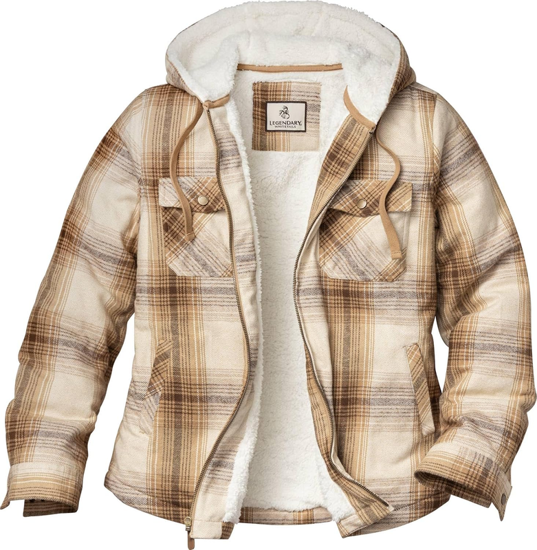 Legendary Whitetails Women's Hooded Shacket Berber Lined Shirt Jacket with Draws