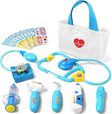 18-Piece Kids Doctor Bag Pretend Play Toys, Durable Medical Kit Toy Stethoscope