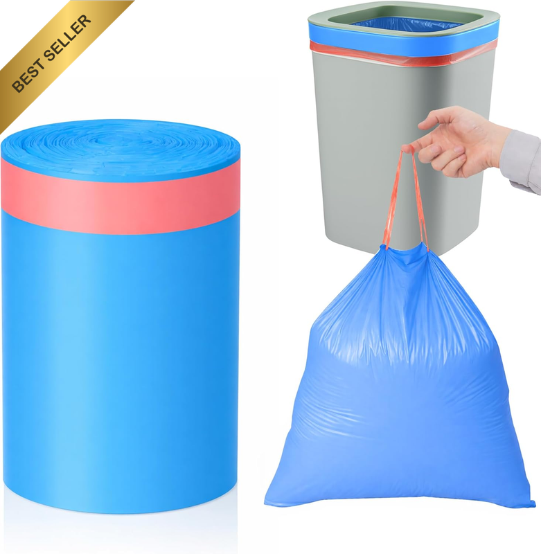 50L Drawstring Tall Kitchen Trash Bags,Clean Fresh Scent and Heavy Duty Garbage