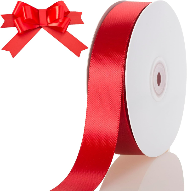 1 Inch Red Ribbon 50Yards – Perfect for Gift Wrapping | Polyester Satin Ribbon,