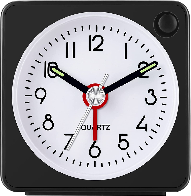 Travel Analog Alarm Clock, 2.25 Inch, Ultra Small Clock with Snooze An