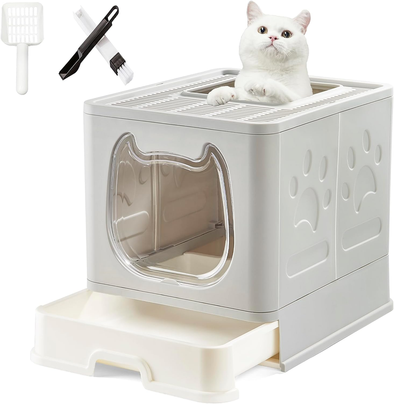 For Small To Medium Cats, Enclosed Cat Litter Box With Top L