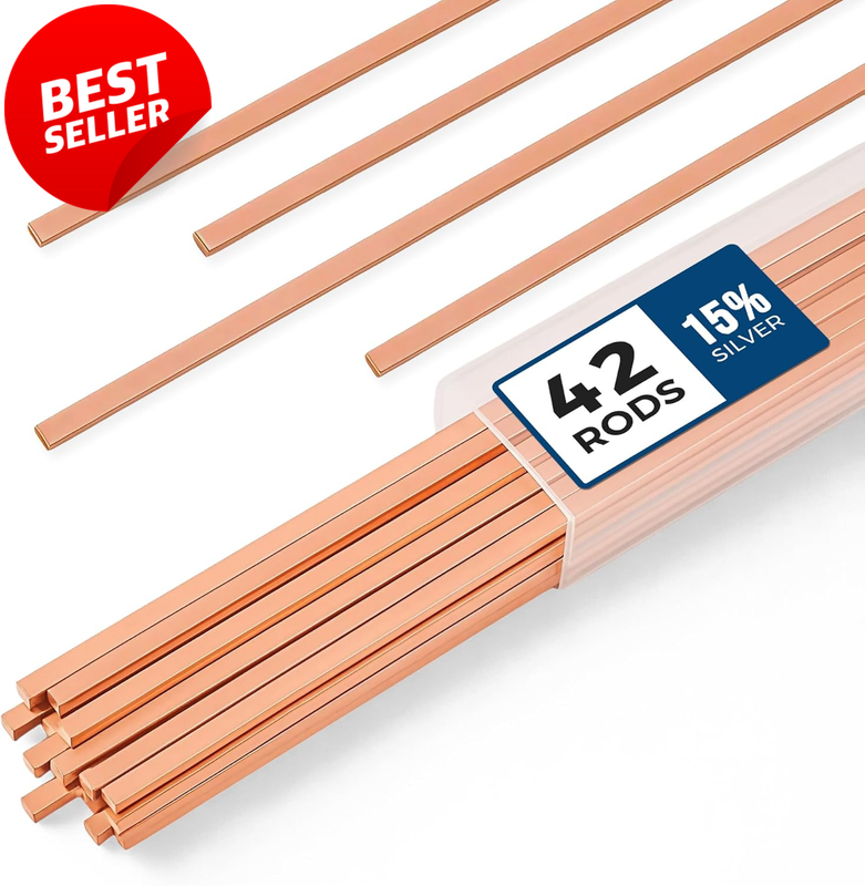 15% Silver Brazing Rods BCuP-5 Flat 0.050x1/8x10 HVAC 42pcs - US